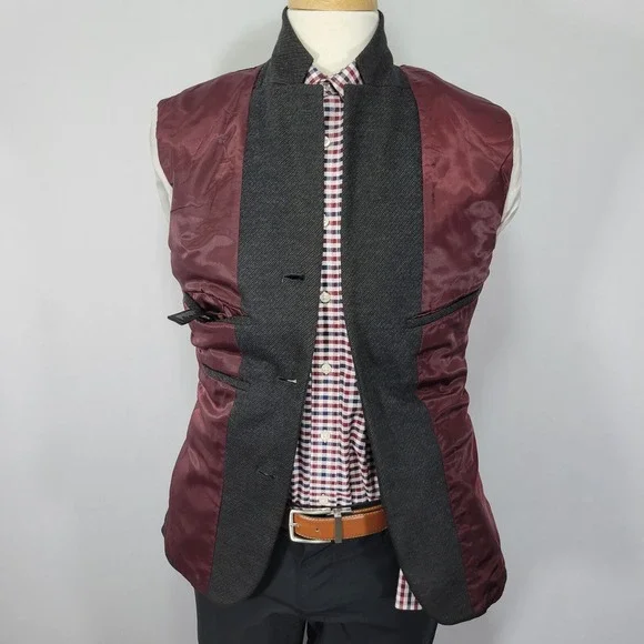 H&M Men's Sport Coat Blazer Two Button Flannel Poly Wool Blend Brown‎ 38R